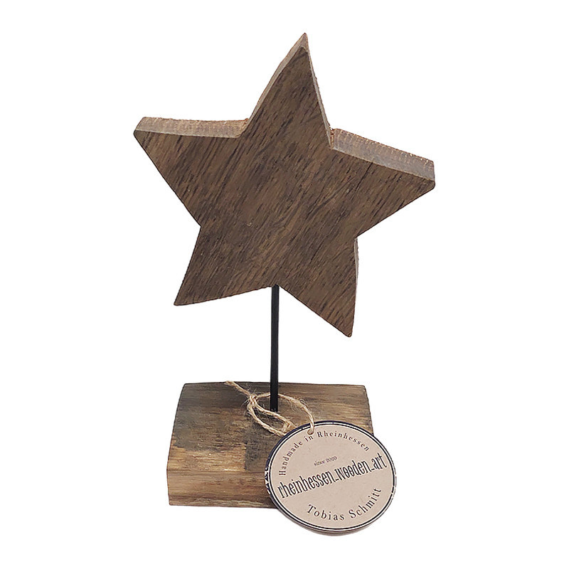 Stern auf Daube aus Weinfass-Holz – unbemalt